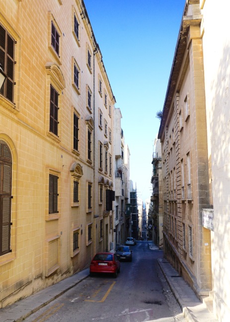 Narrow and steep streets through the city of Valetta. ©Tiffany Cromwell