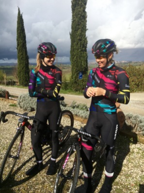Alexis Ryan and Tiffany excited to go training in Tuscany. ©WMNCycling
